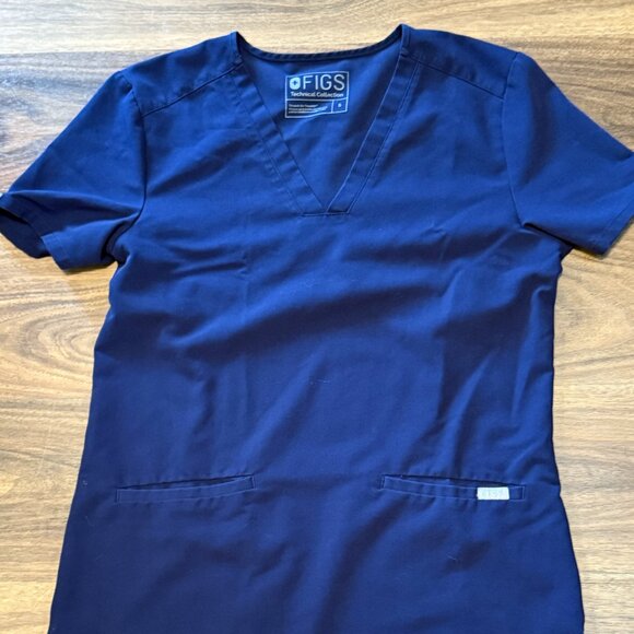 Figs Casma Three-Pocket Scrub Top Womens Small Navy Medical Uniform - Picture 2 of 4